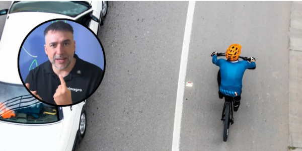 西班牙驾校教练提醒：在安全情况下实线也能超自行车