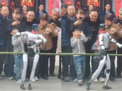 中国机器人表演到一半 突甩男童一巴掌继续跳