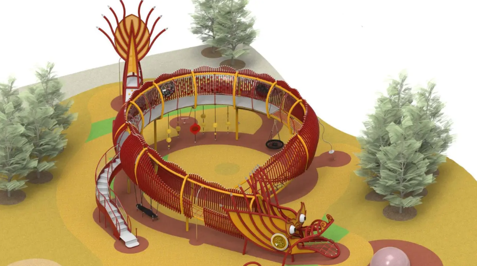 中国城Usera建19米巨型龙形儿童乐园 可容纳110名儿童