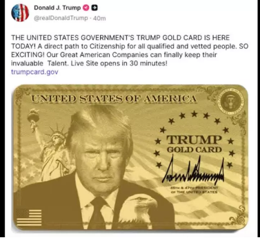 美国正式启动金卡移民,非公民付巨款快速获居留证